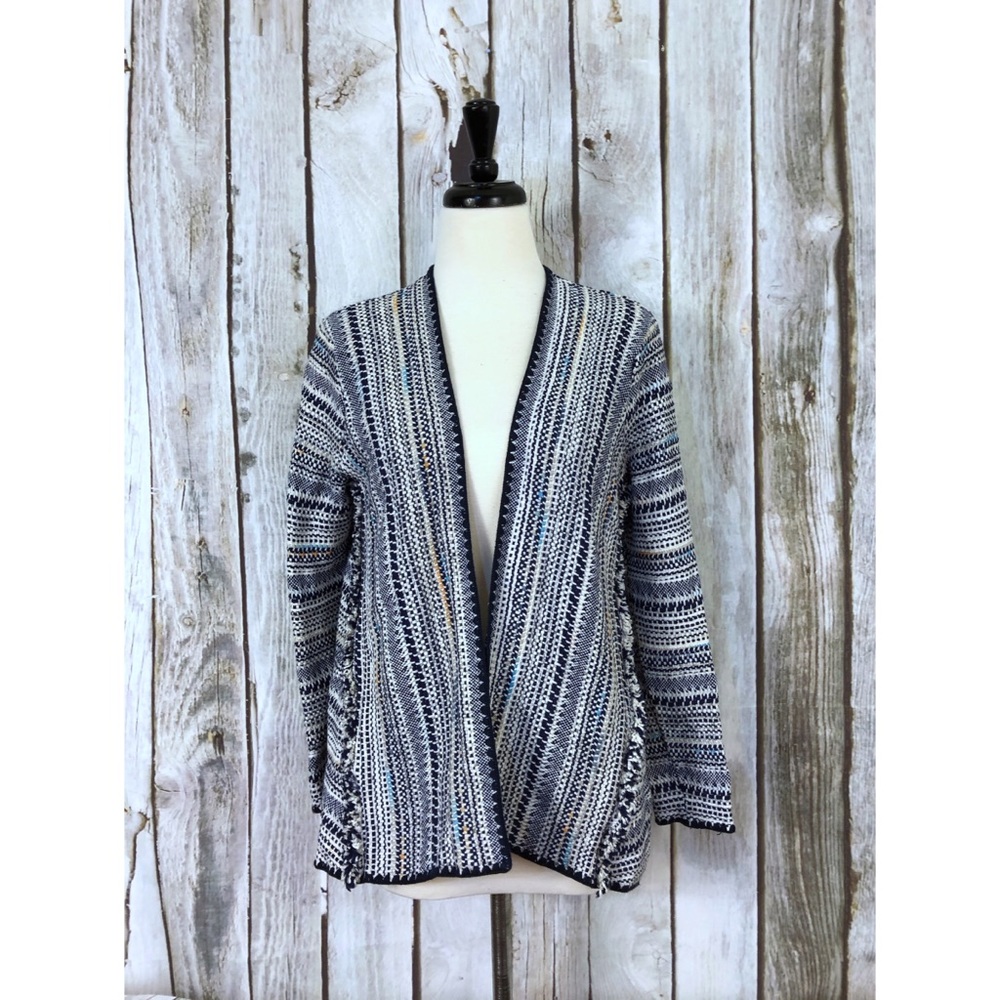 Lucky Brand Blue Striped Pottery Cardigan XS
